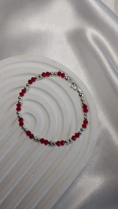 Pulsera Doble Piedritas Bordo + Doble Bolitas