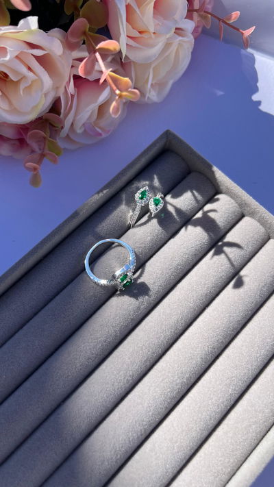 Anillo Falange Gotita - Lvy Verde