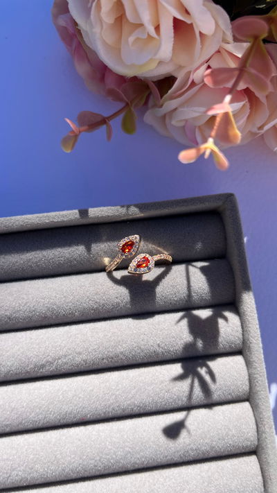 Anillo Dorado Falange Gotita - Lvy Naranja / Rojizo