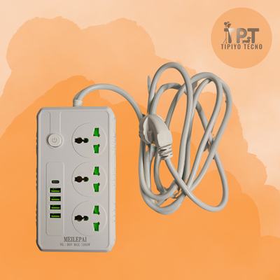 Alargue zapatilla prolongador 3 tomas +4 USB+ 1 tipo C