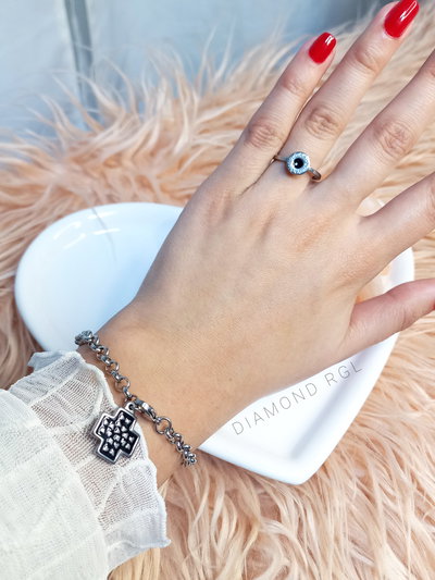 Pulsera cruz esmaltada.