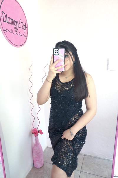 Vestido crochet lentejuelas