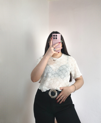Remera encaje over María 