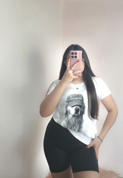 Remera estampada perrito California 