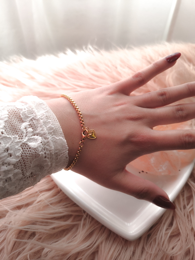 Pulsera acero dorado mini corazón 