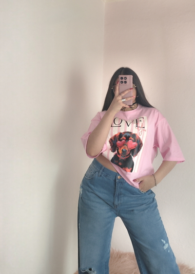 Remera boxy fit salchi love