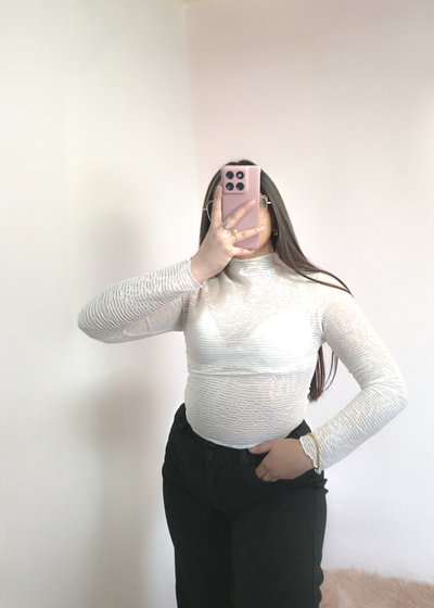 Polera Laura microtul rosa brillos