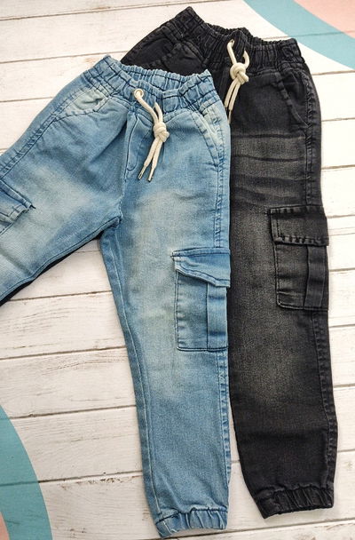 Jogger cargo jean elástizado gris o celeste 4 al 16 