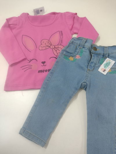 Conjunto remera jean 12 meses