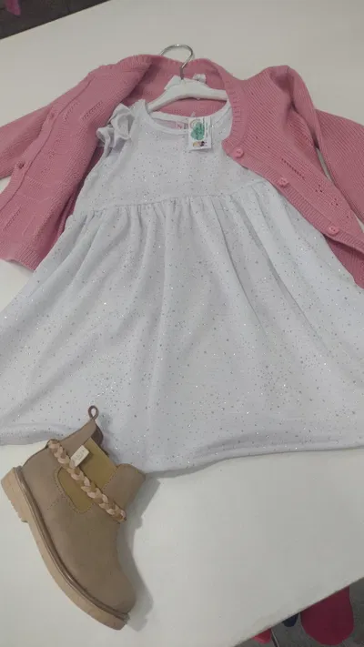 Vestido brillitos rojo blanco 