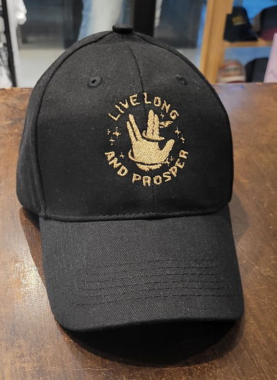 Gorra gabardina negro larga vida y prosperidad spock