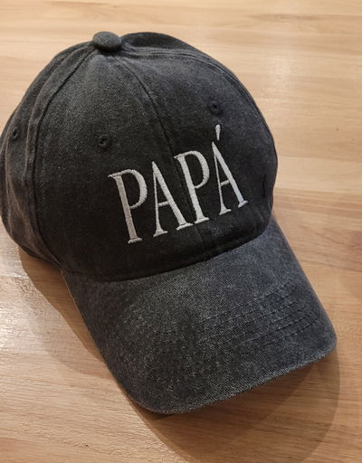 Gorra negro gastado gabardina Papa