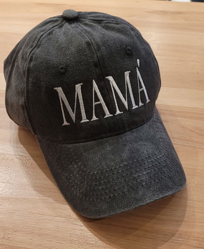 Gorra negro gastado gabardina Mama