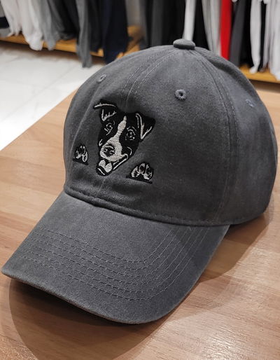 Gorra gabardina gris gastado Perro jack russell