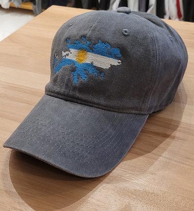 Gorra gabardina gris gastado malvinas bandera argentina bandera