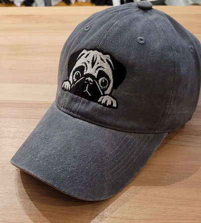 Gorra gabardina gris gastado Perro Pug