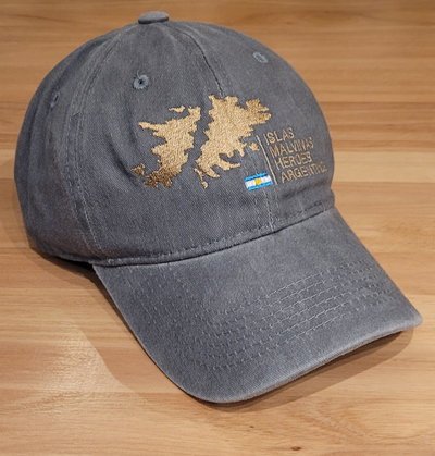 Gorra gabardina gris gastado malvinas bandera argentina