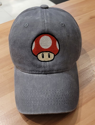 Gorra gabardina gris gastado Hongo Super Mariio Bros