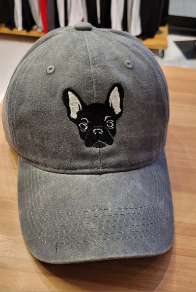 Gorra gabardina gris gastado Perro Bulldog francés