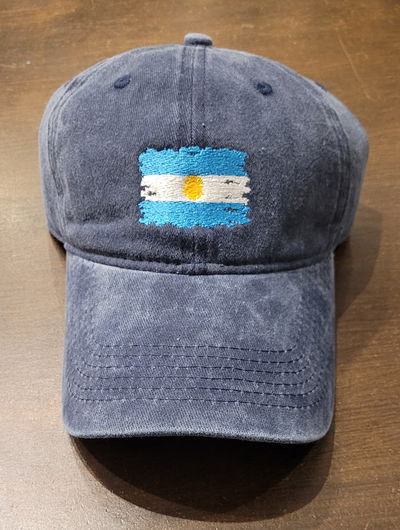 Gorra gabardina Azul gastado bandera argentina chica