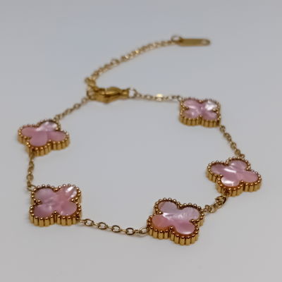 Pulsera Treboles Rosa Coral