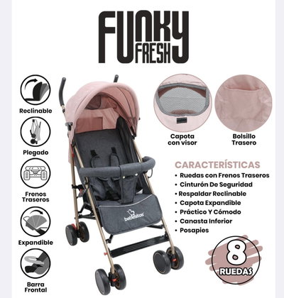 COCHE BEBE TIPO STROLLER ROSA ABKG201