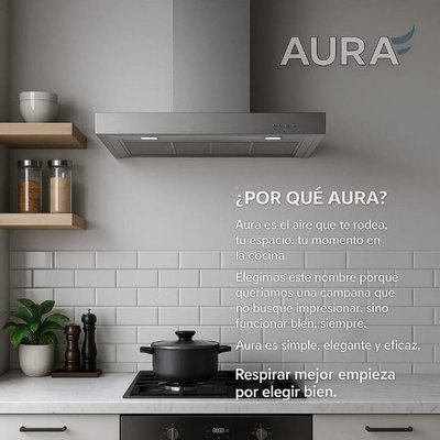 CAMPANA AURA SIN SALIDA 60 CM FILTROS INCLUIDOS
