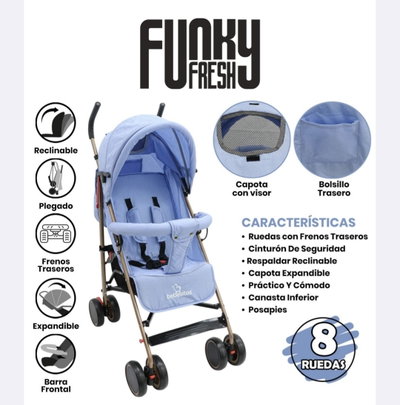 COCHE CUNA ULTRALIVIANO RECLINABLE CELESTE ABKG-106CE