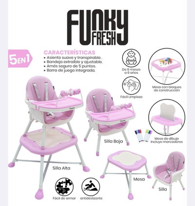 SILLA DE COMER 5 EN 1 6 M A 6A ROSA ABBLOCK-200RO