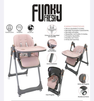 SILLA DE COMER BEBE FUNKY FRESH ROSA ABBA900