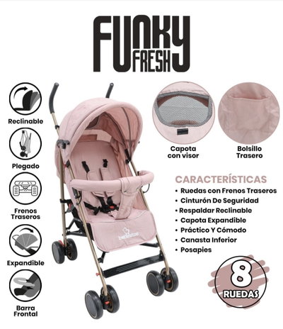 COCHE CUNA ULTRALIVIANO RECLINABLE ROSA ABKG-101RO