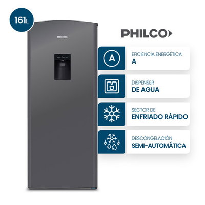 HELADERA PHILCO PHSD179BD2 PLATA 161 LTS C/DISPENSER
