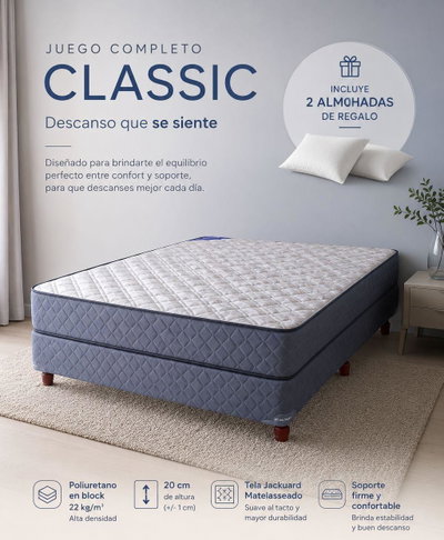 CONJUNTO SOMMIER ESTELAR CLASSIC 140 X 190 X 20 CM