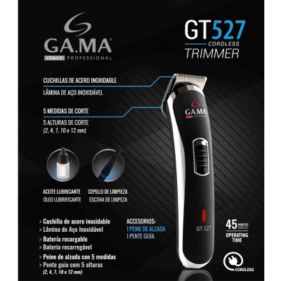 AFEITADORA TRIMMER GA.MA GT527 RECARGABLE