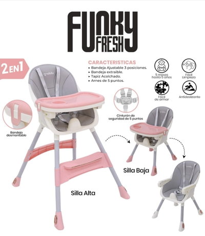 SILLA DE COMER 2 EN 1 ROSA SCM-100-1RO