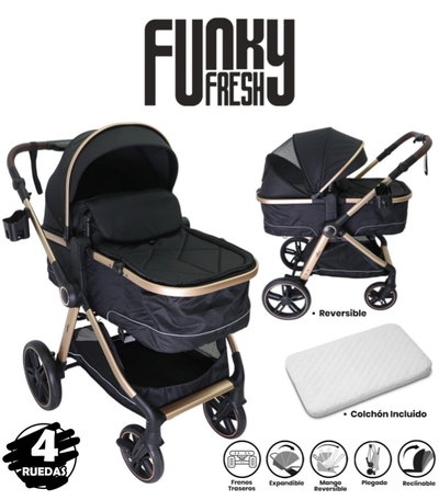 COCHE BEBE TIPO MOISES CON COLCHÓN NEGRO MILAN-702