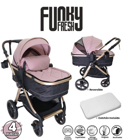COCHE BEBE TIPO MOISES CON COLCHÓN ROSA MILAN-700