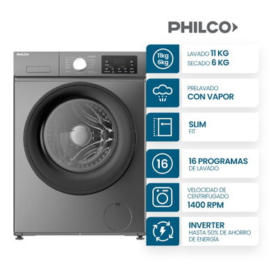 LAVASECARROPAS PHILCO PHLS116-7GN