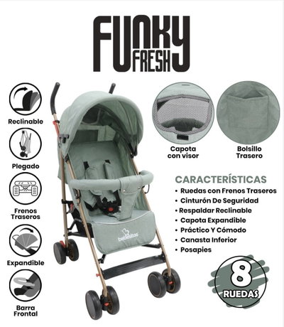 COCHE CUNA ULTRALIVIANO RECLINABLE VERDE KG-107VE