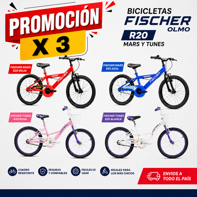 PROMOCIÓN X 3 BICICLETAS OLMO FISCHER R20 COLORES A ELECCIÓN
