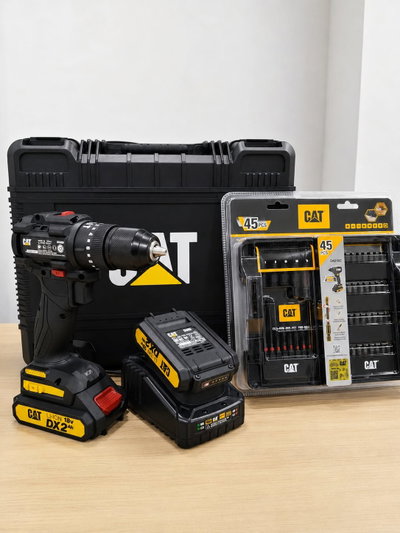 COMBO01 CAT TALADRO PERCUTOR INALÁMBRICO 18V 50NM + 2 BAT 2.0 AH + CARGADOR + MALETA