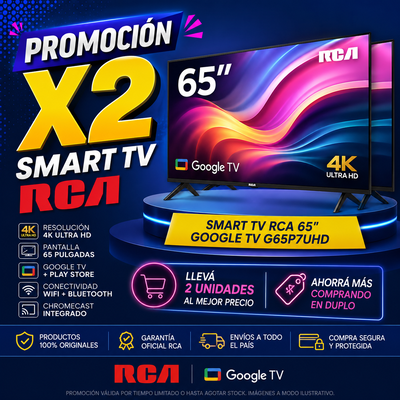 PROMOCIÓN X2 SMART TV RCA 65" GOOGLE TV G65P7UHD