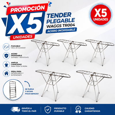 PROMOCIÓNX 5 TENDER PLEGABLE WAGGS TR004 ACERO INOXIDABLE