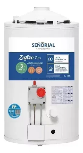 TERMOTANQUE SEÑORIAL ZAFIRO 30LTS MULTIGAS INF/SUP ALTA RECUPERACIÓN