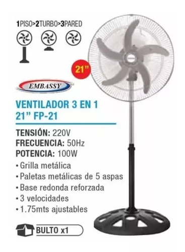 VENTILADOR EMBASSY FP-21 3 EN 1 21"