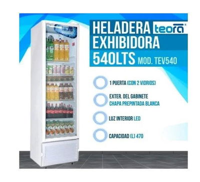HELADERA EXHIBIDORA 540 LTS TEORA