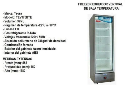 FREEZER VERTICAL 375 LTS TEORA