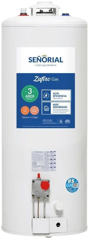 TERMOTANQUE SEÑORIAL 85LTS MULTIGAS CARGA SUPERIOR LINEA ZAFIRO