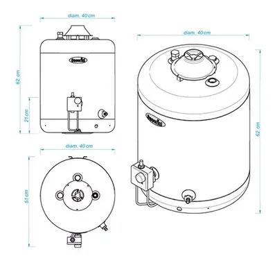 TERMOTANQUE ESCORIAL A GAS NATURAL 45 LTS CARGA SUPERIOR