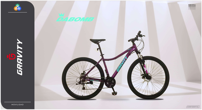 BICICLETA GRAVITY DABOMB R29 TALLE M/L VIOLETA/VERDE